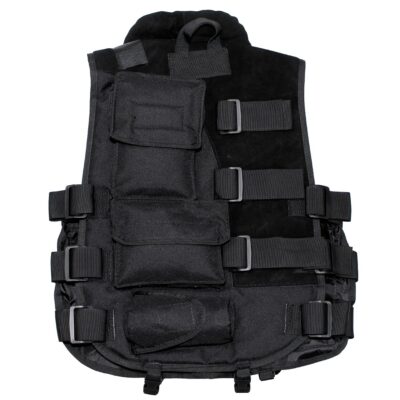 Tactical Vest, with leather, black