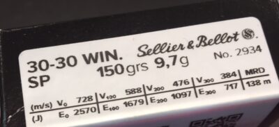 30-30 WIN. Sellier & Bellot 150grs SP (20st)