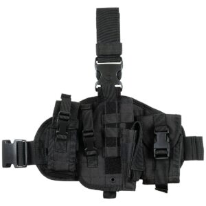 Leg Holster, "MOLLE", right, black, with pouches