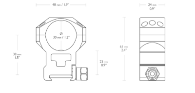 Tactical Ring Mounts 30mm 2 Piece Weaver Extra High