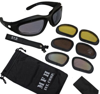 MFH Army sports glasses Assault black with 3 exchangeable glasses