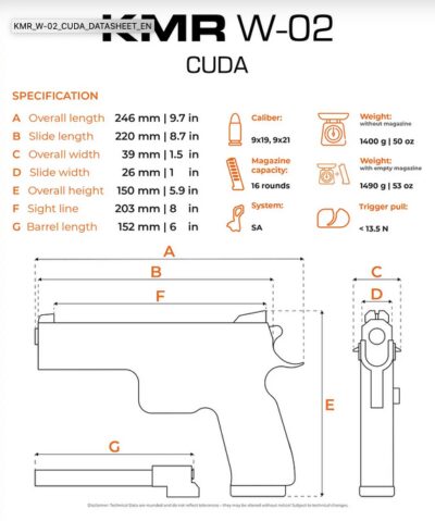 9mm KMR W-02 CUDA 6" Optic Ready