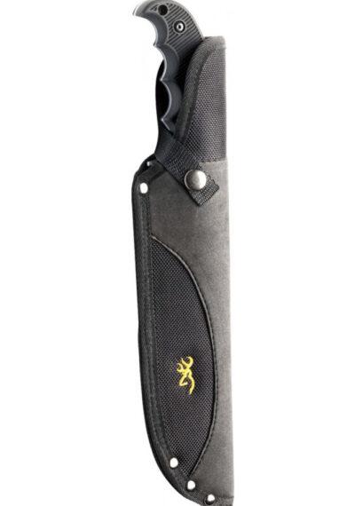 Browning Dagger Hog Hunter Browning mes in zwarte uitvoering, lengte lemmet is 17 cm. Inclusief etui.