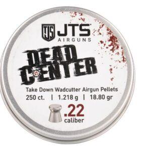 Deze JTS Dead Center Precision 5.5 mm 18.80 grain luchtdrukkogeltjes hebben een platte voorzijde en ze laten mooie ronde, duidelijk zichtbare gaatjes achter in het doelwit. Ze hebben een kaliber van .22 en ze worden verpakt per 250 stuks.